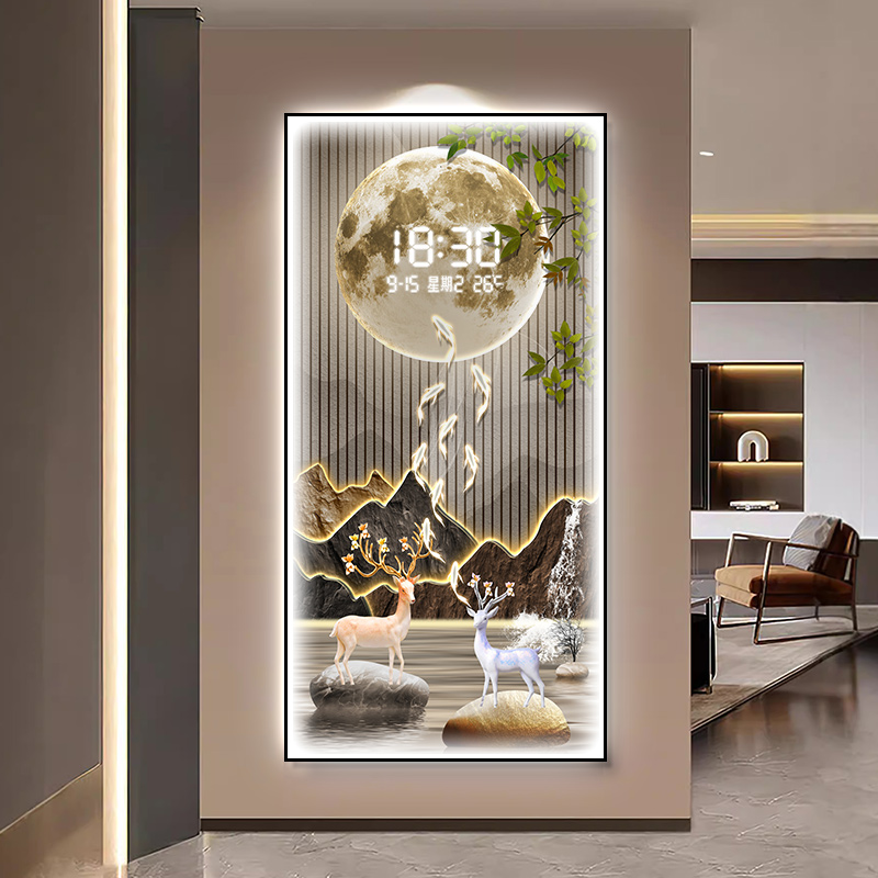 Interior Design Remote - ของตกแต่งห้อง ดีไซน์ห้องหรูหรา นาฬิกาติดผนังแบบเสียบปลั๊ก มีไฟและรีโมทคอนโทรล ของตกแต่งห้องนั่งเล่น นาฬิกาแขวนผนังตกแต่งภายใน