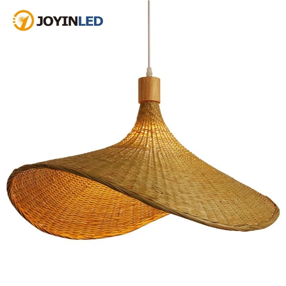Wicker Pendant Shade - โคมไฟเพดานหวายสาน JOYINLED โคมไฟระย้าหวายทำมือ โคมไฟระย้าหวายสไตล์ฟาร์มเฮาส์ สำหรับห้องนั่งเล่น