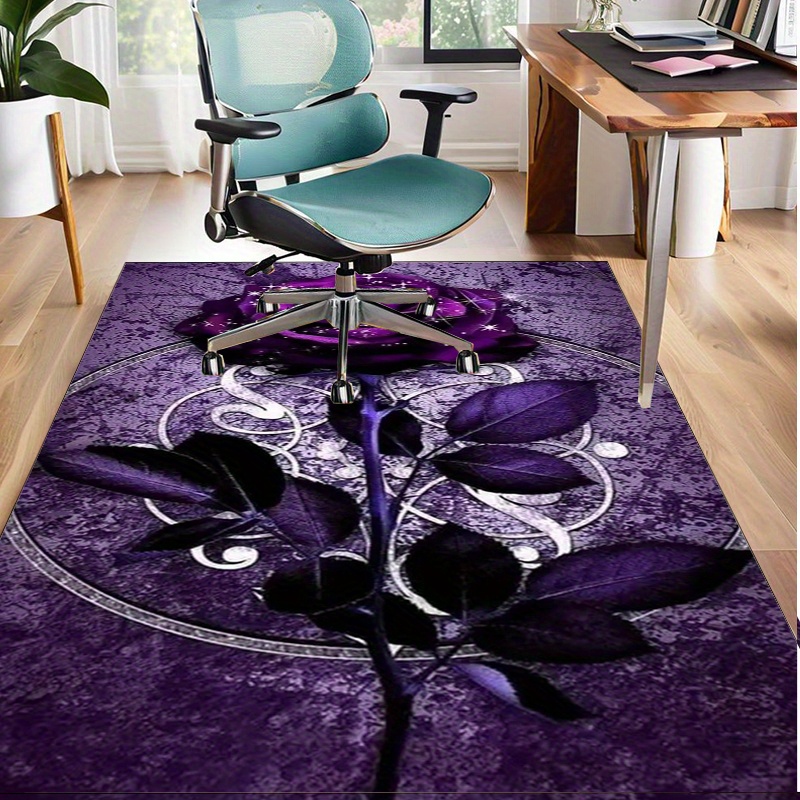 Interior Design Luxury Living Room - พรมใบไม้สีม่วงสำหรับตกแต่งสำนักงานอย่างหรูหรา | พรมพื้นลายดอกไม้แบบนามธรรมพร้อมใบไม้สีม่วง | การออกแบบตกแต่งภายในสุดหรู