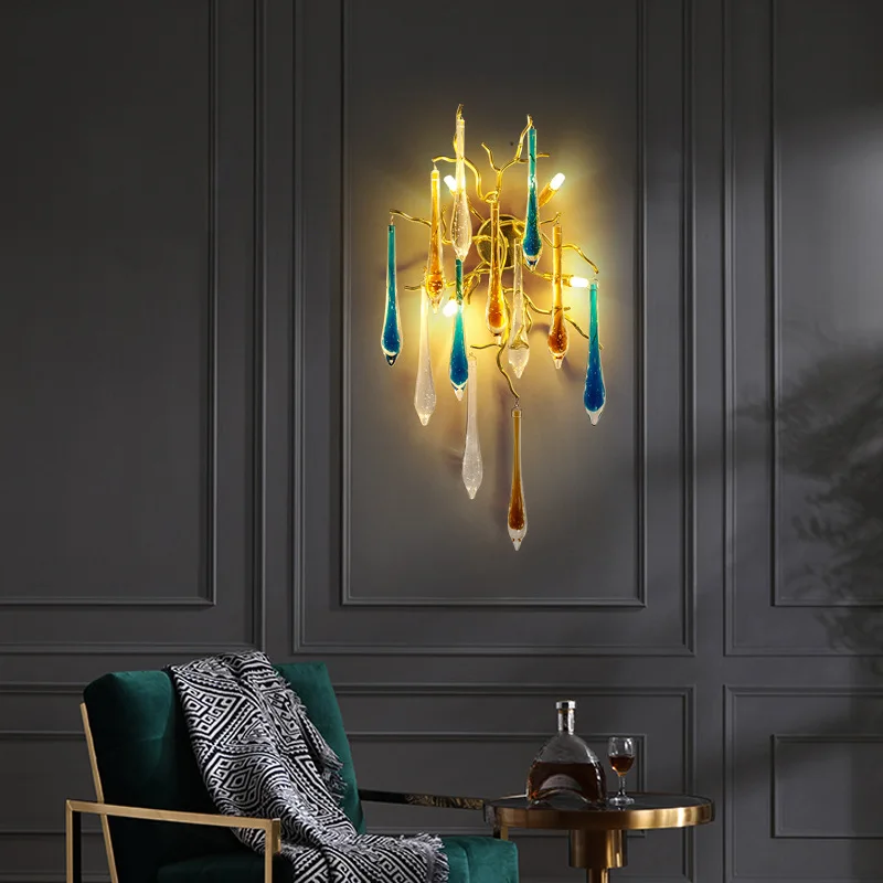 Interior Design Luxury Living Room - โคมไฟเพดานคริสตัลสีสันสดใสสไตล์นอร์ดิก ดีไซน์หรูหรา สำหรับห้องนั่งเล่น ห้องอาหาร ห้องนอน โคมไฟระย้าตกแต่งภายในสไตล์โมเดิร์น