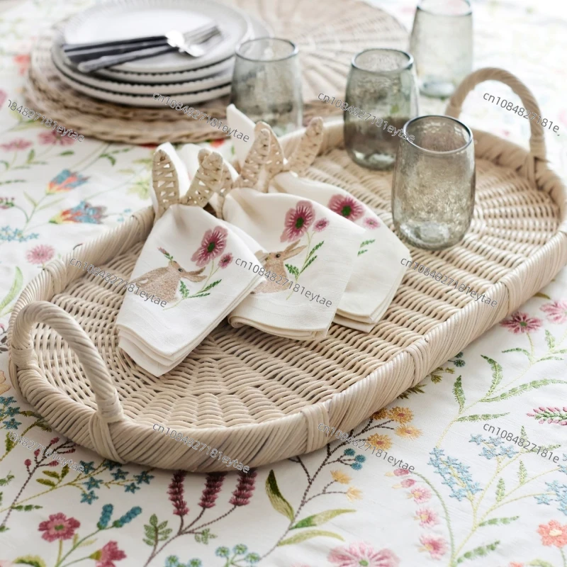 Rattan Tray Handle - ถาดตกแต่งหวาย, ถาดหวายสานทำมือพร้อมหูจับ