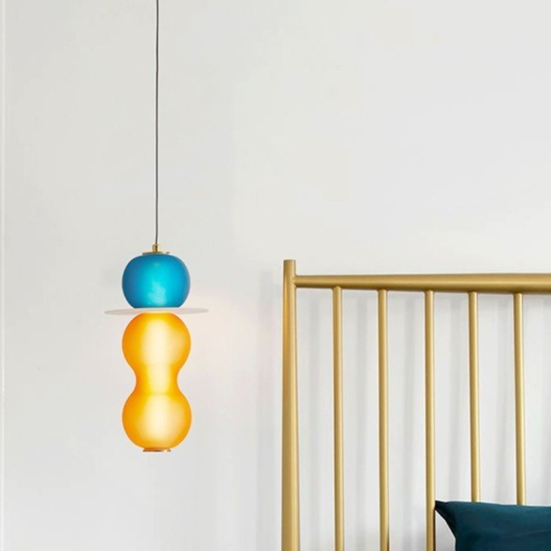 Interior Design Remote - โคมไฟแขวนเพดานแก้วสีดีไซน์เนอร์ โคมไฟขนาดเล็ก โมเดิร์น สำหรับร้านอาหาร ห้องนอน ข้างเตียง