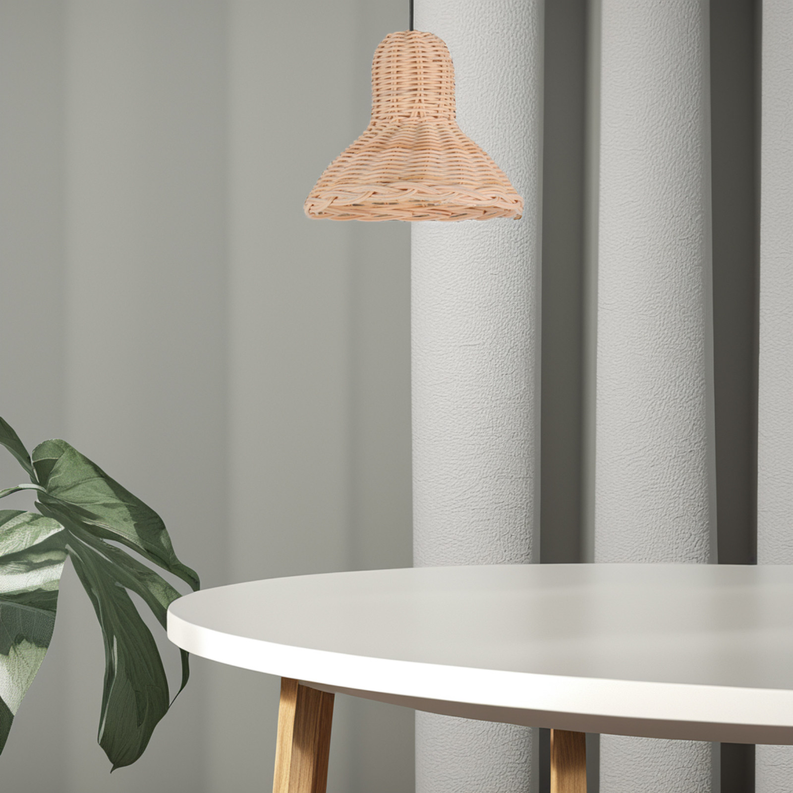 Wicker Pendant Shade - โคมไฟหวายสานมือจากวัสดุธรรมชาติ สำหรับเปลี่ยนโคมไฟเพดานในร้านอาหาร โรงแรม บ้านสไตล์วินเทจ หรือบ้านชนบท