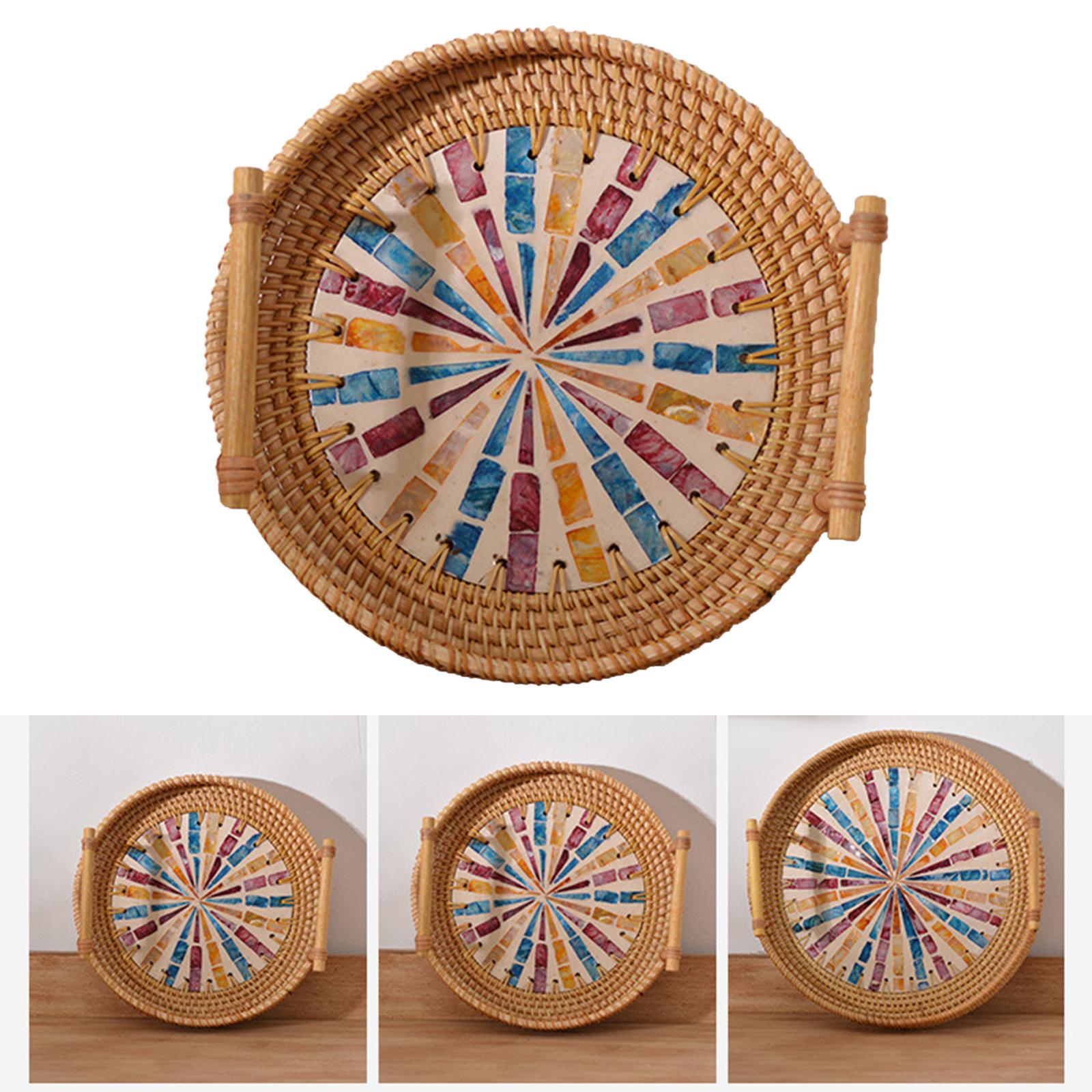 ถาดสานทรงกลมอเนกประสงค์พร้อมหู - Rattan Tray Handle บทวิจารณ์และราคา