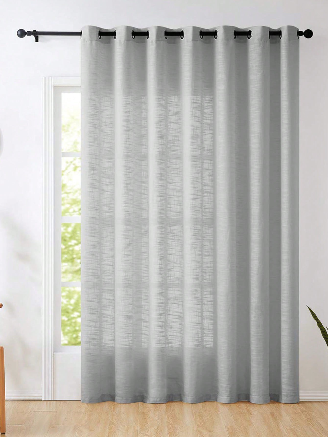 ผ้าม่านโปร่งแสงสีเทาเนื้อโพลีเ - Linen Curtain Eyelet บทวิจารณ์และราคา