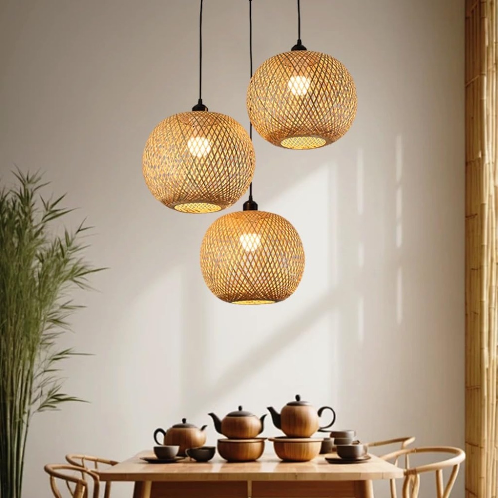 โคมไฟห้อยเพดานสไตล์ญี่ปุ่น ทำจ - Wicker Pendant Shade บทวิจารณ์และราคา