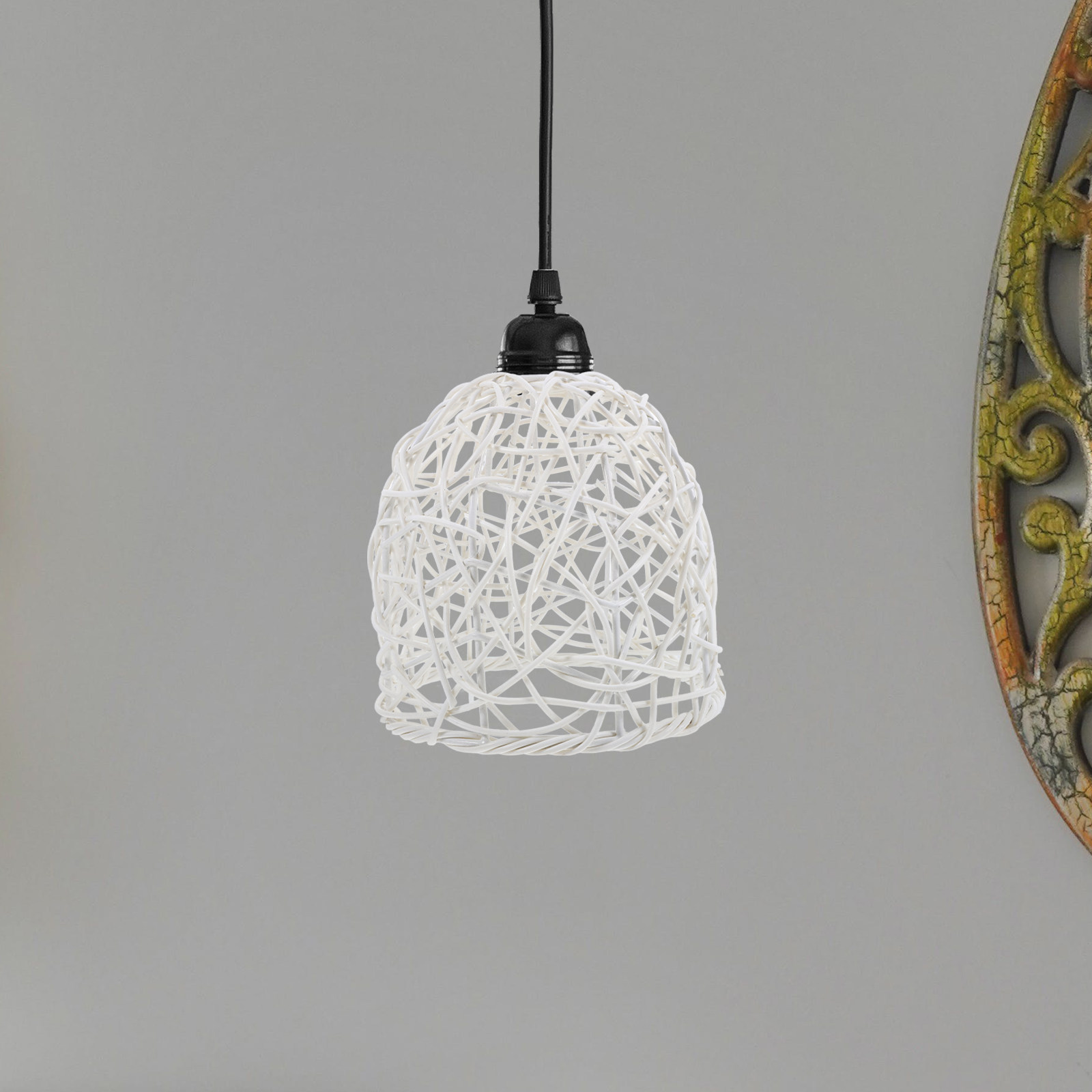 โคมไฟหวาย E27 โคมไฟแขวนสไตล์ชน - Wicker Pendant Shade บทวิจารณ์และราคา
