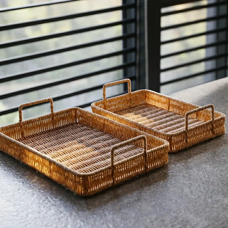 ถาดพลาสติกพร้อมที่จับหวายเทียม - Rattan Tray Handle บทวิจารณ์และราคา