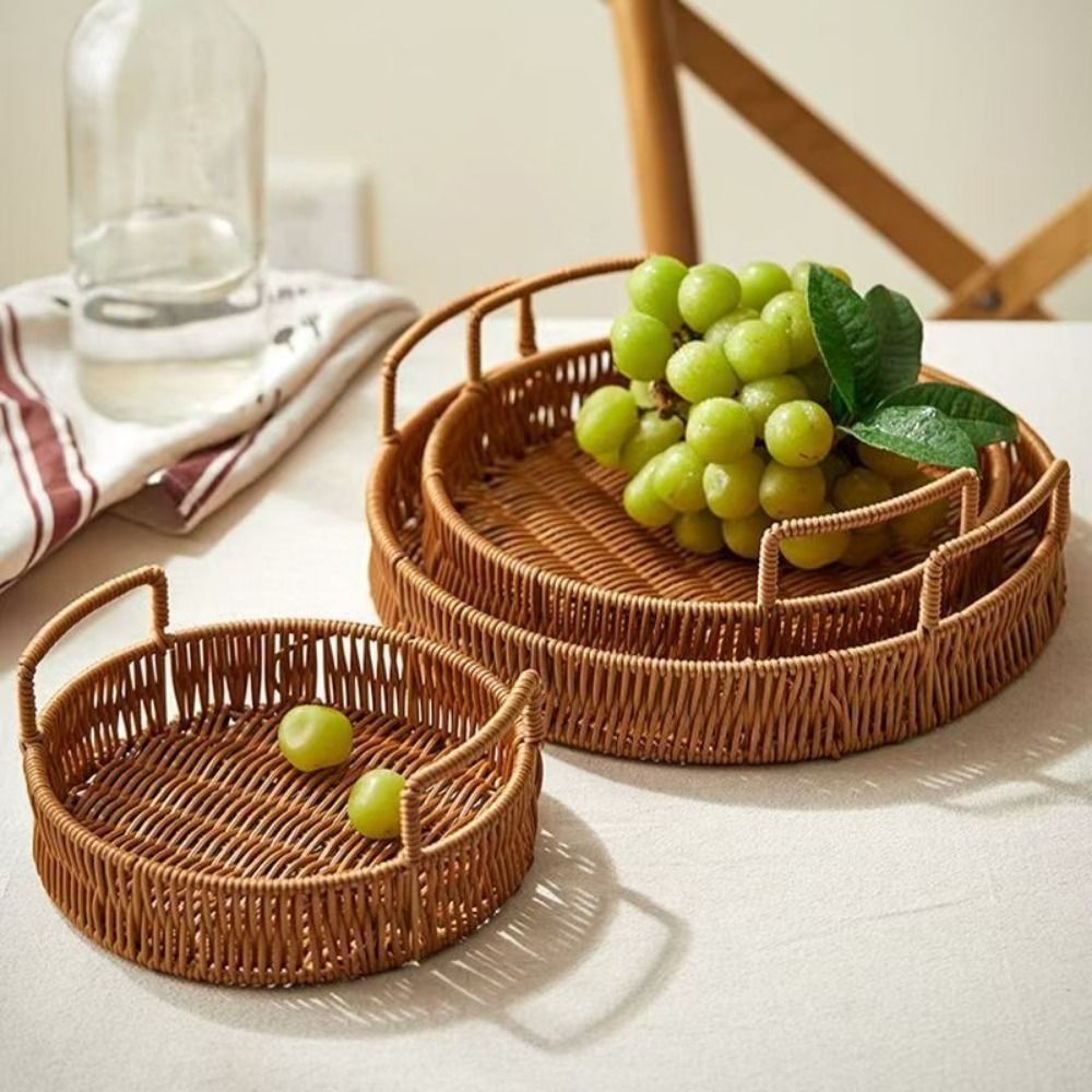ตะกร้าเก็บของขนาดใหญ่เลียนแบบห - Rattan Tray Handle บทวิจารณ์และราคา