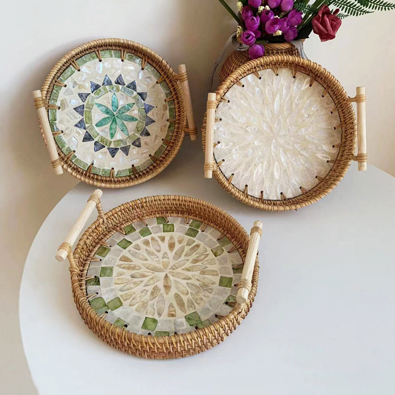 ตะกร้าสานหวายทำด้วยมือสไตล์วิน - Rattan Tray Handle บทวิจารณ์และราคา