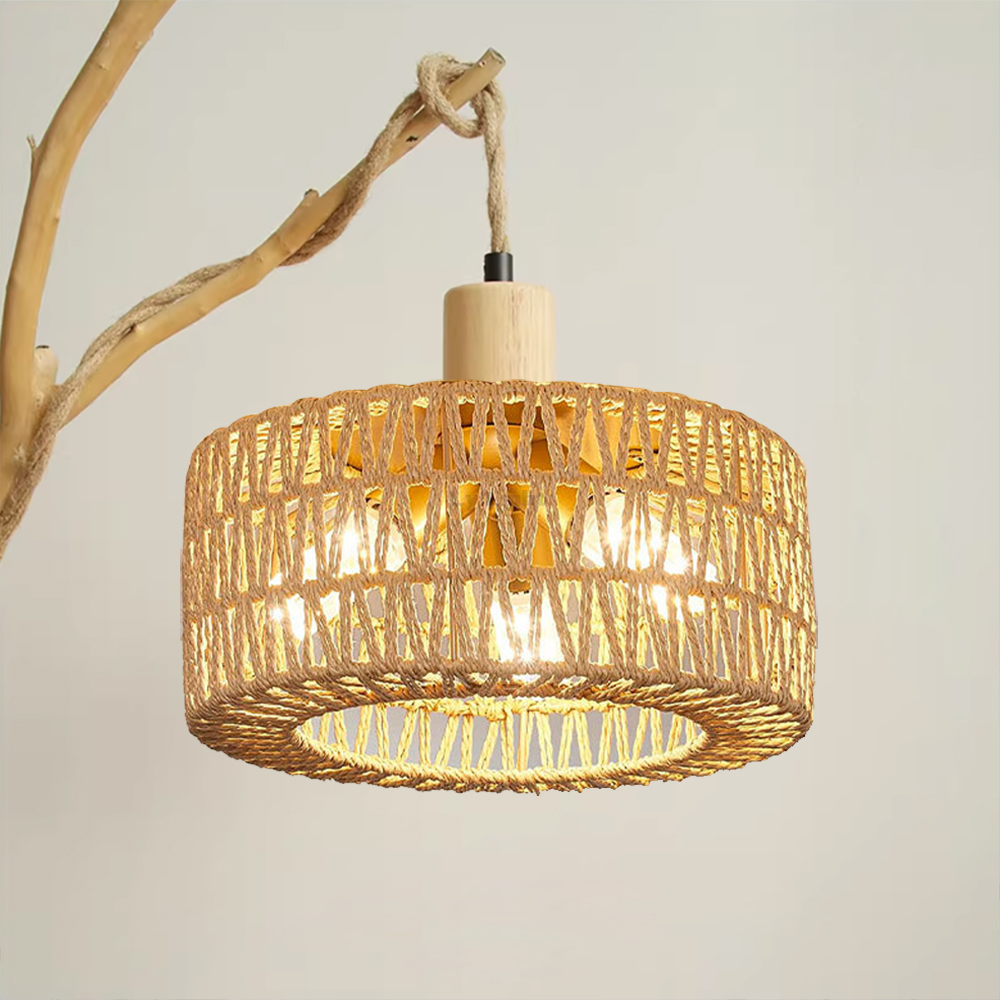 โคมไฟหวายสาน E27โป๊ะโคมไฟหวายส - Wicker Pendant Shade บทวิจารณ์และราคา