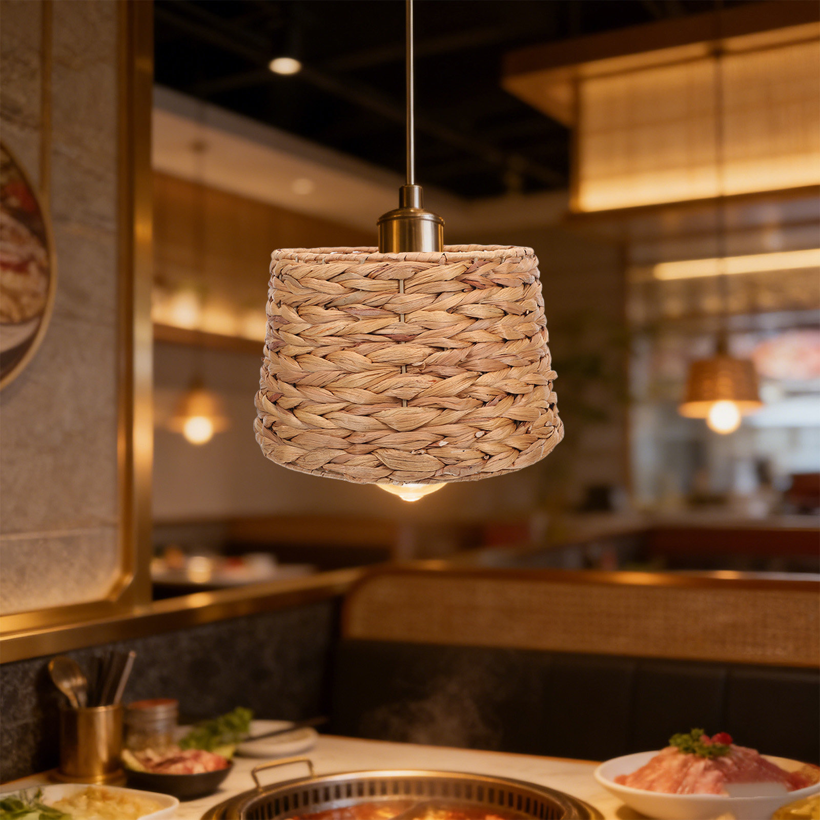 โคมไฟทรงกลมทำจากหญ้าทะเล เส้นผ - Wicker Pendant Shade บทวิจารณ์และราคา