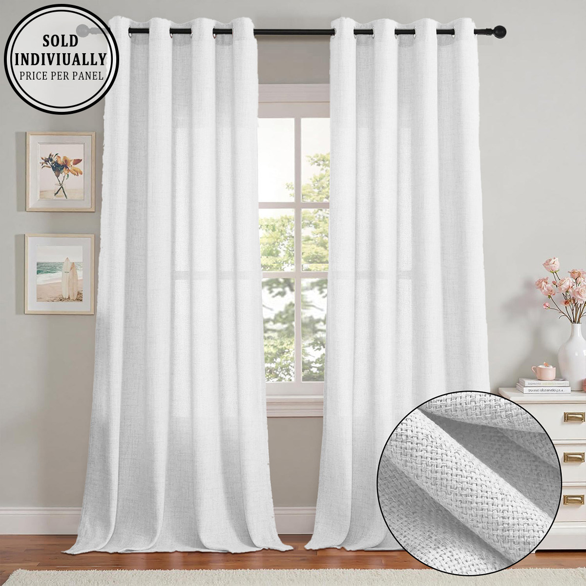 ผ้าม่านโปร่งเนื้อผ้าลินินเทียม - Linen Curtain Eyelet บทวิจารณ์และราคา