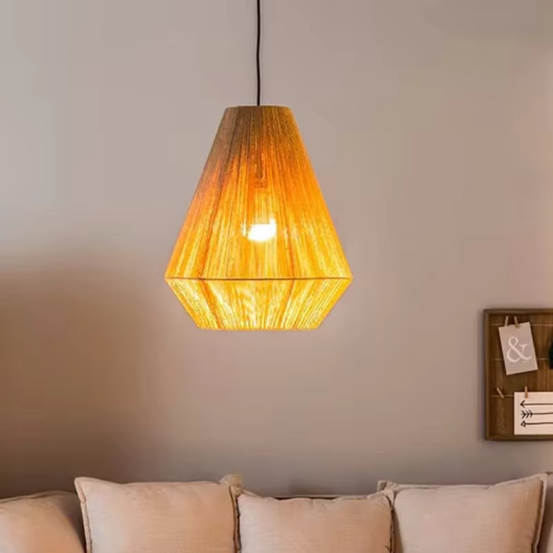 โคมไฟหวายทรงเรขาคณิตสไตล์โบโฮ  - Wicker Pendant Shade บทวิจารณ์และราคา
