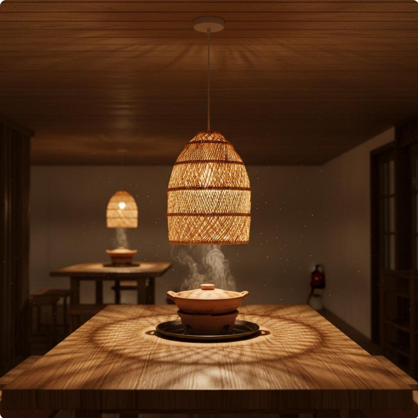 โคมไฟแขวนสไตล์วินเทจทำจากหวายถ - Wicker Pendant Shade บทวิจารณ์และราคา