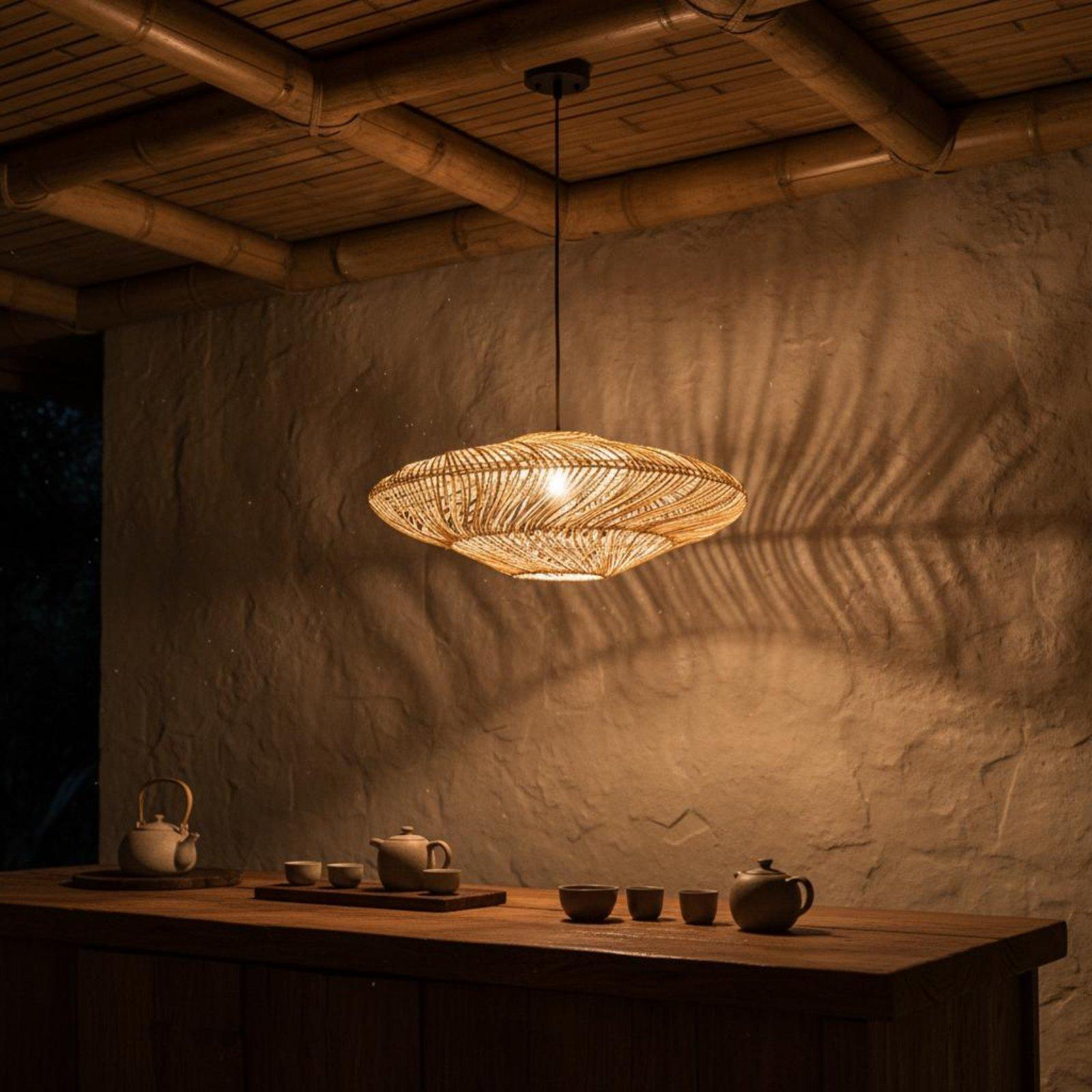 โคมไฟแขวนสไตล์วินเทจทำจากหวายถ - Wicker Pendant Shade บทวิจารณ์และราคา