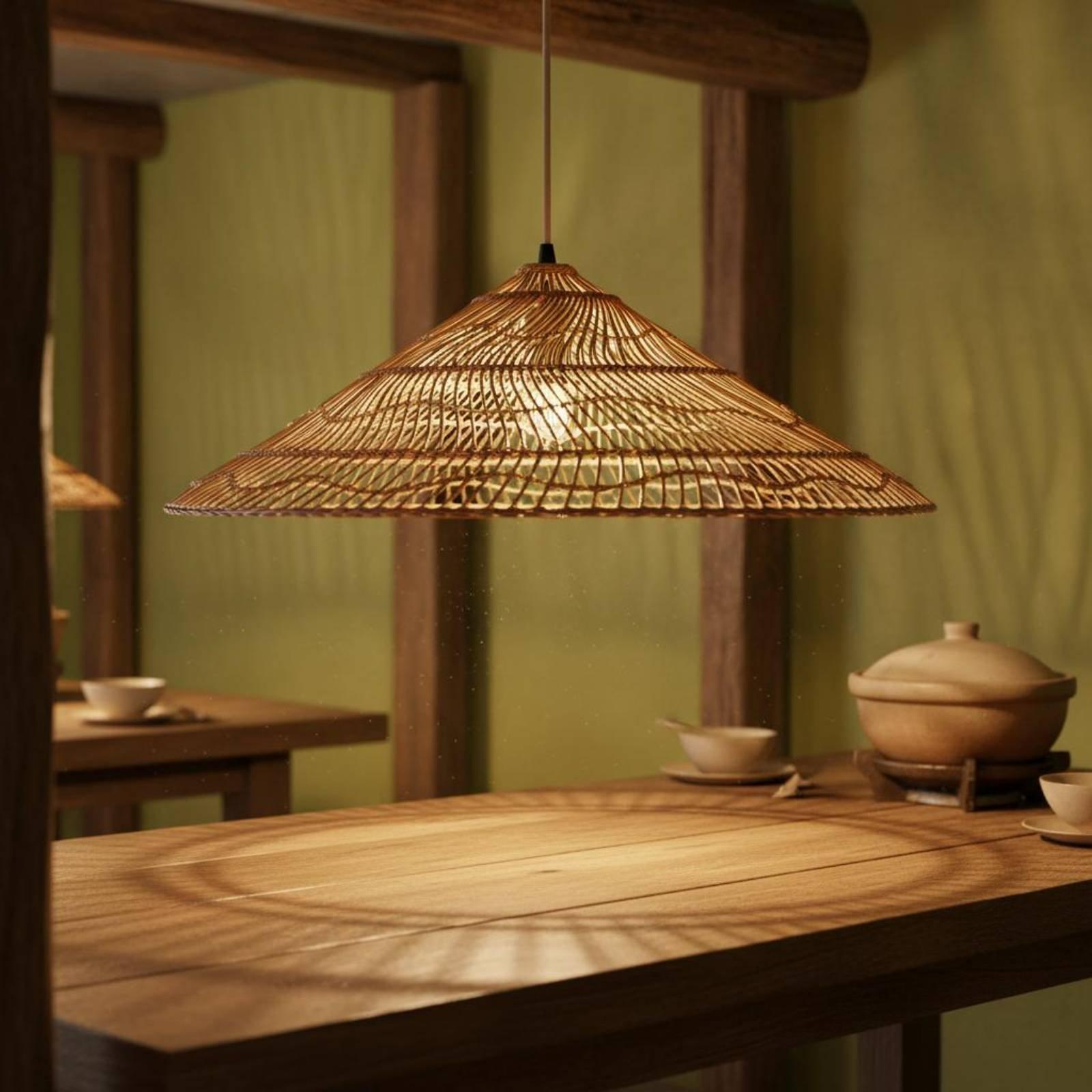 โคมไฟแขวนสไตล์วินเทจทำจากหวายถ - Wicker Pendant Shade บทวิจารณ์และราคา