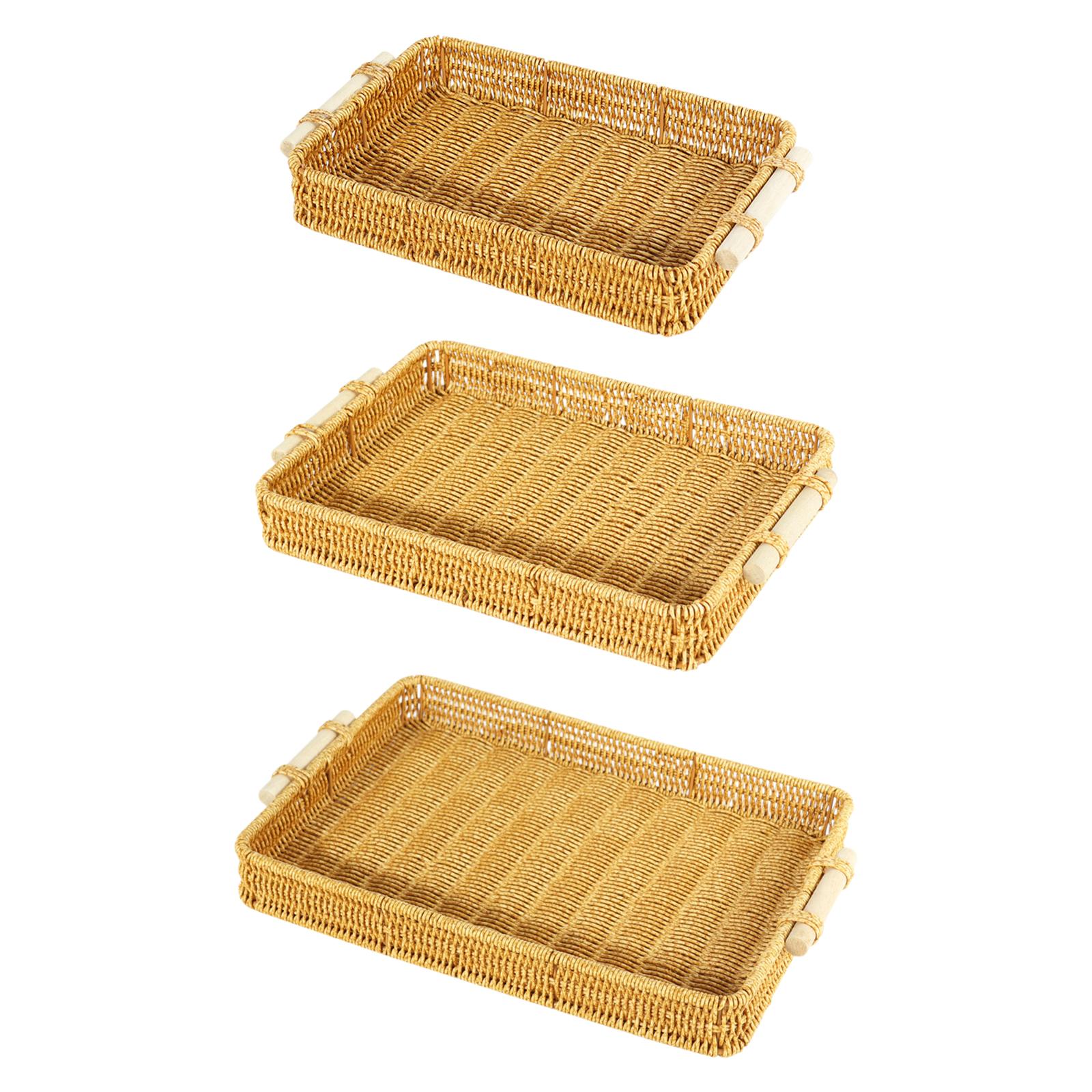 ตะกร้าเก็บของสานลายหวายเทียมพร - Rattan Tray Handle บทวิจารณ์และราคา