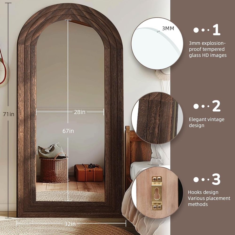 กระจกเงาทรงโค้งเต็มตัวพร้อมกรอ - Arch Mirror Leaning บทวิจารณ์และราคา