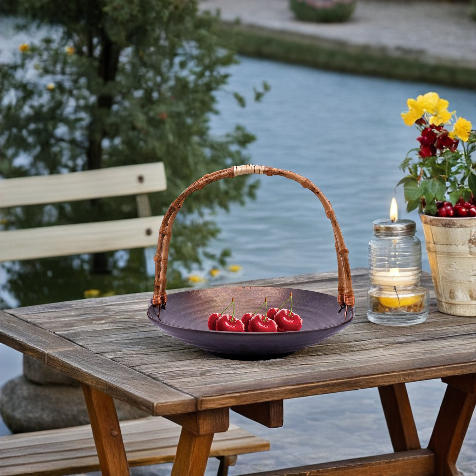 ถาดเสิร์ฟหวายพร้อมหูจับ ทอมือ  - Rattan Tray Handle บทวิจารณ์และราคา